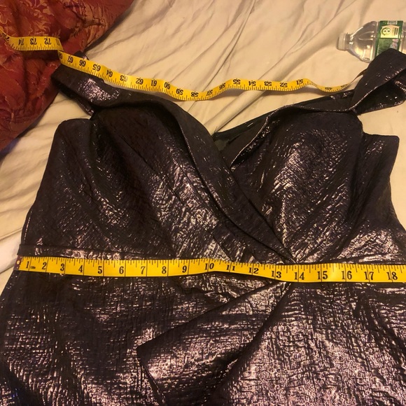 Mac Duggal Off Shoulder Metallic Amethyst Side Ruffle Cocktail Dress Size 14 - Picture 11 of 16